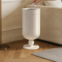 Stainless Steel Trash Can Freestanding Garbage Can with Press Lid Modern Wastebasket for Living Room, Bedroom, Office