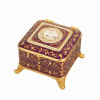 Embossed Floral Decorative Jewelry Box Faceted Ornament Ornate Jewelry Box Gold Tone Trim Ornate Trinket Organizer Raised Feet