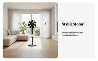 Energy Efficient Standing Floor Fan Wide Oscillation Wireless Control Stand Fan Quiet Operation Home Appliance Auto-Shut-off Timer for Students, Dorm Room, Office, Bedroom