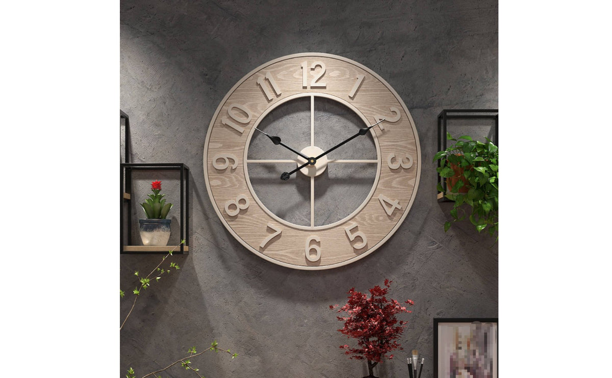 Wood Grain Look Wooden Wall Clock Modern Quiet Wall Clock