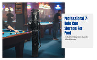 Billiard Cue Case, 7-Hole Large Head Tube, Multi-Compartment Pool Cue Bag, Leather Cross Pattern, Professional Storage