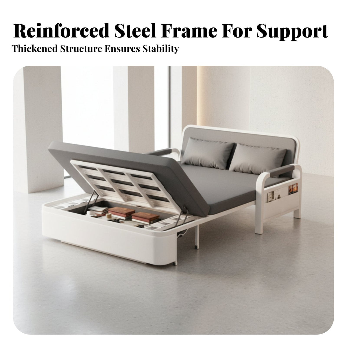Double-Use Foldable Sofa Bed Multi-Functional Single Sofa Bed Space-Saving Convertible Armchair Adjustable Backrest for Small Apartment Dwellers, Students, Homeowners, Living Room, Balcony, Bedroom, Home Not on Ice
