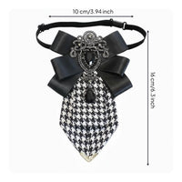 British Design Houndstooth Bow Tie Brooch 2-in-1 Design Pre-Tied Bow Brooch Versatile Textile Bowknot Pin Handmade for Business
