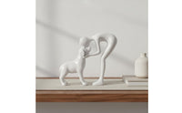 Human and Dog Statue Meaningful Gift Human and Dog Sculpture Compact Size Resin Figurine for Desk