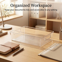 Clear Vertical File Organizer Desk, Transparent Desktop Document Holder Rack, See Through Book Storage for Office Workers
