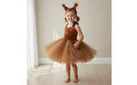 Squirrel Costume Dress Furry Ear Accents Squirrel cold Costume Cuddly Material Material Kids Clothing for Performance Wear
