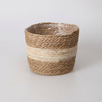 Home Decoration Wicker Plant Pots for Indoor Display, Horizontal Stripe Flower Pots and Storage Basket, Boho Decor Plant Basket, Rustic Decor