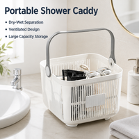Portable Shower Organiser with Handle, Large Shower Shelf with Drainage, White Bathroom Organizer for Dorm Basket, Space Saving