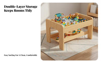 Wooden Construction Block Table Solid Wood Construction Block Table Rounded Corners Convertible Activity Desk for Young Children, Parents, Daycare