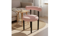 High-Density Foam Cushion Sherpa Vanity Chair with Backrest Sturdy Metal Legs Round Boucle Makeup Stool Shed-Resistant Upholstery Household Furniture for Bedroom