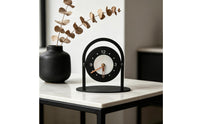 Modern Minimalist Desk Clock Decorative Accent Metal Frame Table Clock Noiseless Mechanism Timepiece for Living Room, Office, Bookshelf