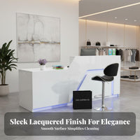 Modern Reception Desk Spacious Countertop Glossy Finish Reception Counter Stable Structure Small Business Front Desk for Receptionists, Lobby
