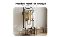 Large Capacity Rolling Clothes Rack with Wheels Stable & Sturdy Rolling Clothes Rack Space Saving Double Rod Garment Stand with Basket Easy Assembly for Homeowners, Families, Bedroom, Laundry Room, Entryway, Walk-in Closet