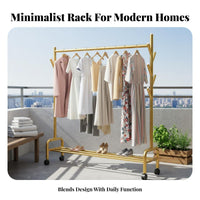 Space-Saving Design Freestanding Clothes Rack Easy Assembly Bedroom Clothes Stand Multi-Functional Metal Clothing Organizer Sturdy Construction for Renters, Homeowners, Students, Apartment, Cloakroom, Dorm Room, Entryway