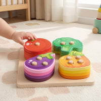 Sorting and Stacking Toy with Pegs Fine Motor Wooden Toy with Peg Columns Early-Learning Color Sorting and Stacking Game for Preschoolers, Classrooms