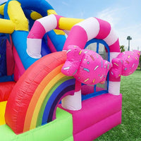 Multicolor Inflatable Bouncy Castle for Garden, Large Kids Bouncy House with Slide & Climbing Wall, PVC Tarpaulin Outdoor Play Centre 280x300x220cm