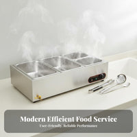 Automatic Temperature Control Commercial Food Warmer Rapid Heating Commercial Food Warming Station Sturdy Construction Electric Buffet Server Easy Cleaning for Restaurant Owners, Cafeteria Team, Cafeterias, Buffets, School Canteens, Restaurants