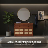 Sideboard Buffet Cabinet Solid Wood Wooden Buffet Cabinet Spacious Countertop Mid-Period Modern Console for Homeowners, Dining Room, Bedroom, Kitchen