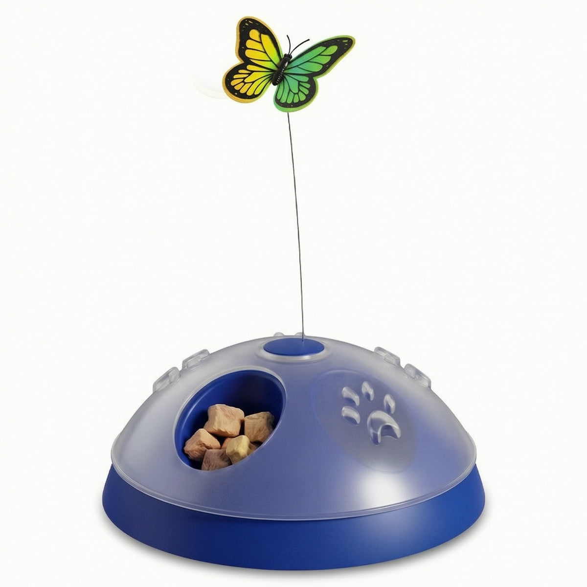 Interactive Cat Toy with Butterfly Slow-Feeding Cat Toy with Treat Dispenser Enrichment Treat Dispenser Long-Lasting for Indoor Cats