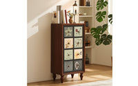 Wooden Cabinet with Drawers Narrow Decorative Cabinet Compact Dresser with Drawers for Living Room, Entryway, Bedroom