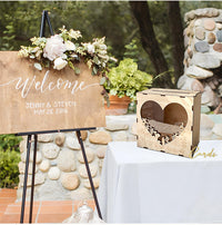 Wooden Postcard Storage Box for Weddings and Parties