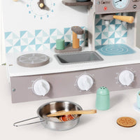 Realistic Details Toy Coffee Brewer Kitchen Multi-Function Wooden Play Cooktop Clicking Knobs Pretend Kitchen Appliance Set Educational for Children, Boys and Girls