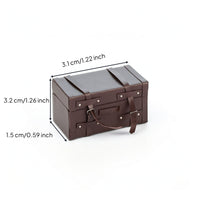 Vintage Dollhouse Trunk Faux Leather Miniature Trunk Lightweight Miniature Suitcase Portable for Crafters, Diorama