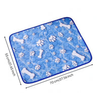 Padded Pet Cooling Mat Blue Cat and Dog Cooling Mat Rounded Corners Animal Bedding Indoor for Dogs, Cats