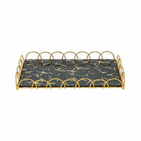 2 Pieces Arched Design Decorative Tray Easy to Display Decorative Glass Tray Modern Home Decor Raised Border for Living Room