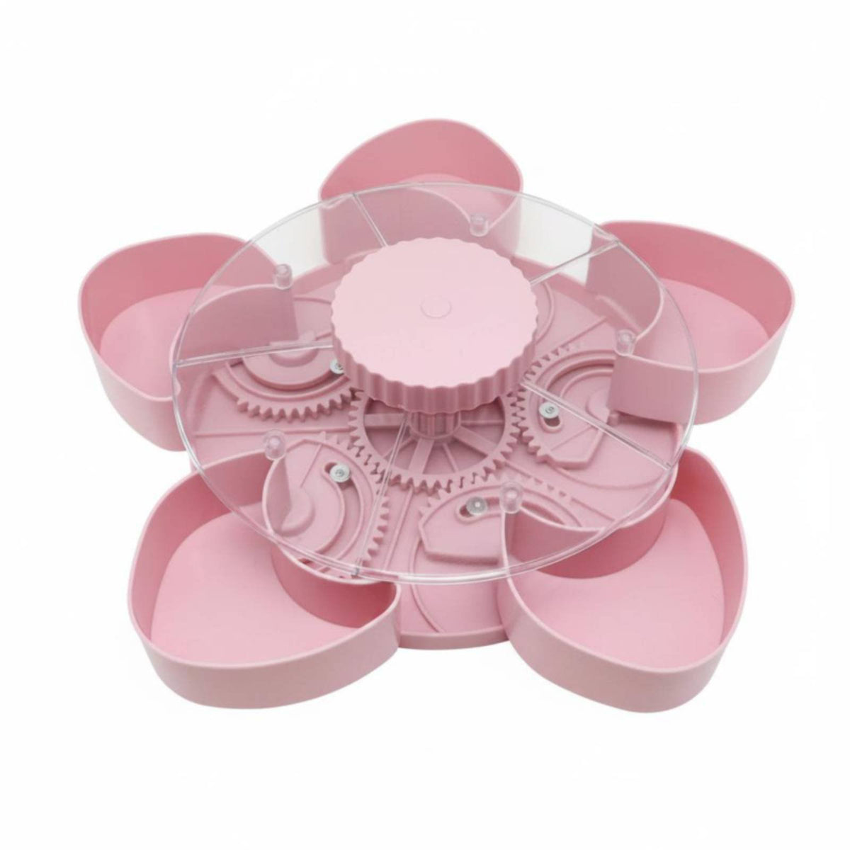 Rotating Snack Tray with Lid Easy to Clean Lidded Rotating Container Portable Divided Rotation Tray Serving Platter for Entertaining, Parties