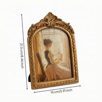 Arched Photo Frame Antique Gold Baroque Picture Frame Ornate Vintage-Inspired for Dresser, Bedside Table