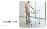 Easy to Clean Stainless Steel Medical Trolley Thickened Material Trolley Stainless Steel Medical Cart Sturdy and Long-Lasting for Dentists, Beauticians, Hospital, Operating Room, Laboratoryoratory Oratory