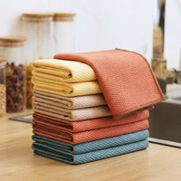 5 Pack Fish Scale Cleaning Cloth and Microfiber Cleaning Cloths, Streak Cloth for Glass, Mirrors and Stainless Steel, Absorbency