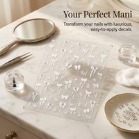 Nail Bow and Floral Branch, Crystal Rhinestone Butterfly Decals for Manicure, Elegant Tassel Design Accessories