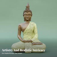 New Chinese Design Buddha Statue Feng Shui Decor Meditating Buddha Figurine Weather Resistant Zen Garden Statue Artisan-Made for Spiritual Seekers, Mindfulness Practice Enthusiasts, Tea Room, Fountain Accessory, Patio, Office