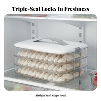 Dumpling Storage Box Airtight Seal Stackable Freezer Container Non Surface Refrigerated Items Organizer for Home Cooks, Families