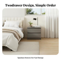 Simple Modern Aesthetic 2-Drawer End Table Compact Size Nightstand Large Capacity Storage Bedside Cabinet Multi-Purpose for Apartment Dwellers, Students, Homeowners, Dorm Room, Entryway, Closet