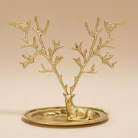 Deer Branching Jewelry Stand Gold Tone Branching Jewelry Tray Decorative Decor Piece