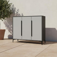 Waterproof Aluminum Shoe Cabinet Sun-Proof Outdoor Shoe Storage Large Capacity Modern Entryway Cabinet Sturdy Construction for Balcony, Patio