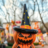 Inflatable Inflatable Pumpkin with Witch Hat Outdoor Halloween Inflatable Pumpkin Self-Inflating Yard Decoration Giant for Homeowners, Storefronts, Lawn, Porch