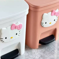 Cartoon Cat Pedal Bin Large Capacity Lidded Foot Pedal Trash Can Elegant Design Appearance Adorable Feline Wastebasket for Kids, Washroom, Bedroom
