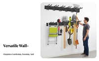 Space Saving Wall Mount Garden Tool Rack All Metal Construction Garden Tool Hanger Easy Installation Heavy Duty Storage Hooks Multi-Purpose for DIY Enthusiasts, Workshop, Basement