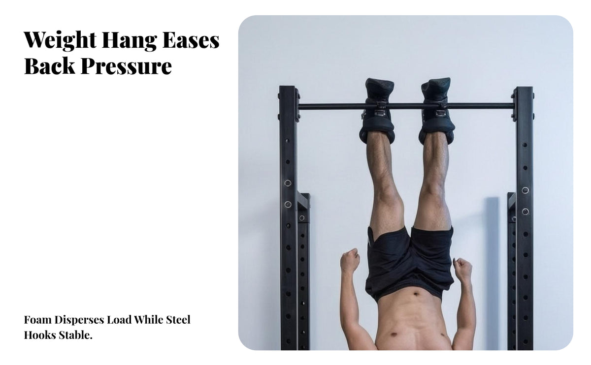Hanging Ankle Cuffs with Assist Rope | Heavy Duty, Padded, Inversion Cuffs with Metal Hooks, for Pull up Workouts