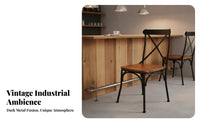 With Footrest Retro High Stool Anti-Rust Finish Wrought Iron Wood Seat Chair Heavy Duty Cafe Counter Chair for Restaurant Owners, Homeowners, Interior Designers, Bar, Dessert Shop, Dining Room, Kitchen