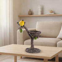 Bird Statue with Nest Compact Bird Sculpture with Branch Spring-Themed Shelf Decor Highlight for Collectors, Windowsill