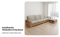 Wooden Frame Storage Couch Nordic Design Loveseat and 3-Seater Combo Sturdy Construction Sofa for Homeowners, Families, Lounge Area, Home Office