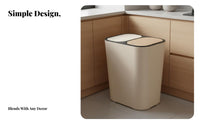 Easy to Clean Dry Wet Separation Bin Large Capacity Two-Section Compartment Trash Can Removable Inner Buckets Push Button Garbage Can Vertical Design for Bathroom, Living Room, Bedroom, Office