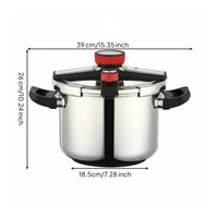 Gas and Induction Compatible Stainless Steel Pressure Cooker Multiple Safety Features Stainless Steel Pressure Pot Even Heat Distribution Single-Hand Opening Cooker Anti-Scald Handles for Home Cooks, Families