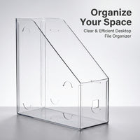 File Organizer for Desk, Large Capacity Document Holder Rack, Vertical Tray for Office Workers, Clear Storage Box