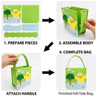 DIY Easter Bunny Gift Bag Handmade Fun Easter Cloth Tote Bag Kit Easy to Use for Party Guests, Home Crafting, Classroom Activities, Holiday Decoration